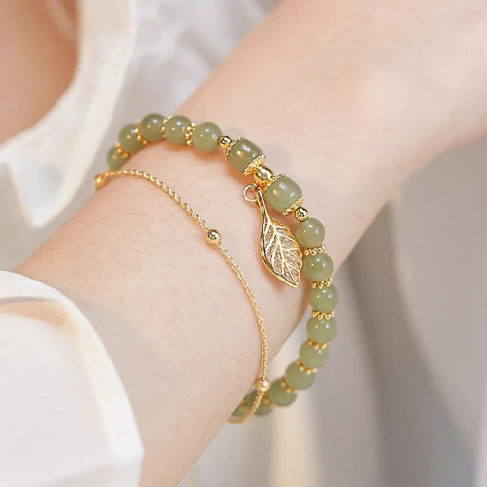 Jadine Gold Leaf Crystal Bracelet.